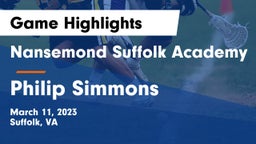 Nansemond Suffolk Academy vs Philip Simmons  Game Highlights - March 11, 2023