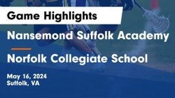 Nansemond Suffolk Academy vs Norfolk Collegiate School Game Highlights - May 16, 2024