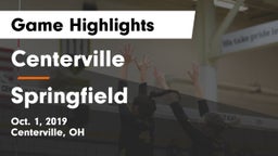 Centerville vs Springfield  Game Highlights - Oct. 1, 2019