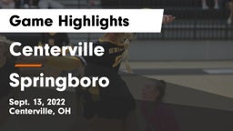 Centerville vs Springboro  Game Highlights - Sept. 13, 2022