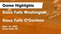 Sioux Falls Washington  vs Sioux Falls O'Gorman  Game Highlights - Sept. 22, 2020