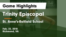 Trinity Episcopal  vs St. Anne's-Belfield School Game Highlights - Feb. 22, 2018