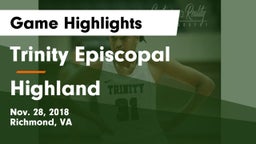 Trinity Episcopal  vs Highland Game Highlights - Nov. 28, 2018