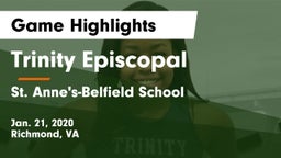 Trinity Episcopal  vs St. Anne's-Belfield School Game Highlights - Jan. 21, 2020