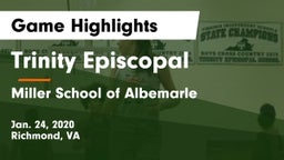 Trinity Episcopal  vs Miller School of Albemarle Game Highlights - Jan. 24, 2020