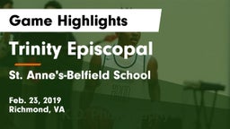 Trinity Episcopal  vs St. Anne's-Belfield School Game Highlights - Feb. 23, 2019