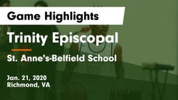 Trinity Episcopal  vs St. Anne's-Belfield School Game Highlights - Jan. 21, 2020