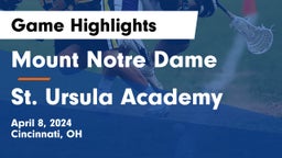 Mount Notre Dame  vs St. Ursula Academy  Game Highlights - April 8, 2024