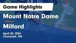 Mount Notre Dame  vs Milford  Game Highlights - April 20, 2024