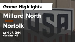 Millard North   vs Norfolk  Game Highlights - April 29, 2024