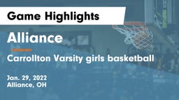 Alliance  vs Carrollton Varsity girls basketball  Game Highlights - Jan. 29, 2022
