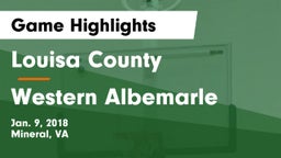 Louisa County  vs Western Albemarle  Game Highlights - Jan. 9, 2018