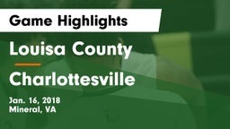 Louisa County  vs Charlottesville  Game Highlights - Jan. 16, 2018