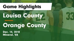 Louisa County  vs Orange County  Game Highlights - Dec. 14, 2018