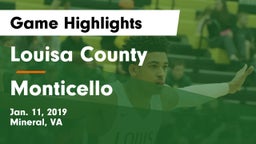 Louisa County  vs Monticello  Game Highlights - Jan. 11, 2019