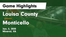 Louisa County  vs Monticello Game Highlights - Jan. 3, 2020