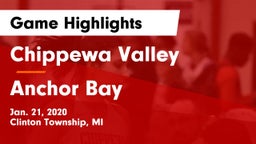Chippewa Valley  vs Anchor Bay  Game Highlights - Jan. 21, 2020
