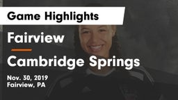 Fairview  vs Cambridge Springs  Game Highlights - Nov. 30, 2019