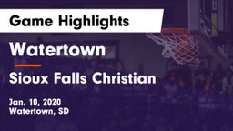 Watertown  vs Sioux Falls Christian  Game Highlights - Jan. 10, 2020