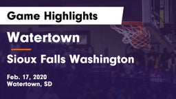 Watertown  vs Sioux Falls Washington  Game Highlights - Feb. 17, 2020