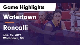 Watertown  vs Roncalli  Game Highlights - Jan. 15, 2019