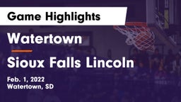 Watertown  vs Sioux Falls Lincoln  Game Highlights - Feb. 1, 2022