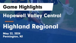 Hopewell Valley Central  vs Highland Regional  Game Highlights - May 22, 2024