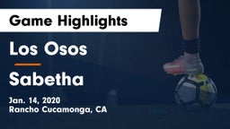 Los Osos  vs Sabetha  Game Highlights - Jan. 14, 2020