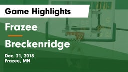 Frazee  vs Breckenridge  Game Highlights - Dec. 21, 2018