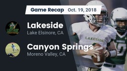 Recap: Lakeside  vs. Canyon Springs  2018