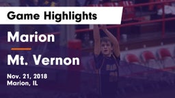 Marion  vs Mt. Vernon  Game Highlights - Nov. 21, 2018