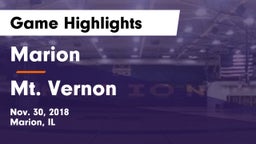 Marion  vs Mt. Vernon  Game Highlights - Nov. 30, 2018