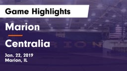 Marion  vs Centralia  Game Highlights - Jan. 22, 2019