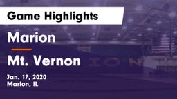 Marion  vs Mt. Vernon  Game Highlights - Jan. 17, 2020