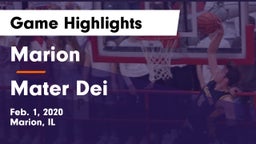 Marion  vs Mater Dei  Game Highlights - Feb. 1, 2020