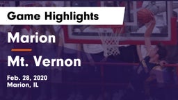Marion  vs Mt. Vernon  Game Highlights - Feb. 28, 2020