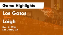 Los Gatos  vs Leigh  Game Highlights - Dec. 4, 2018