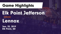 Elk Point Jefferson  vs Lennox  Game Highlights - Jan. 25, 2019