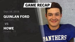Recap: Quinlan Ford  vs. Howe  2016