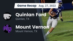 Recap: Quinlan Ford  vs. Mount Vernon  2022