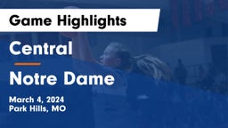 Central  vs Notre Dame  Game Highlights - March 4, 2024