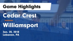 Cedar Crest  vs Williamsport Game Highlights - Jan. 20, 2018