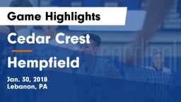 Cedar Crest  vs Hempfield  Game Highlights - Jan. 30, 2018