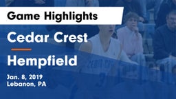 Cedar Crest  vs Hempfield  Game Highlights - Jan. 8, 2019