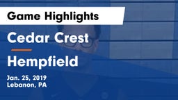 Cedar Crest  vs Hempfield  Game Highlights - Jan. 25, 2019