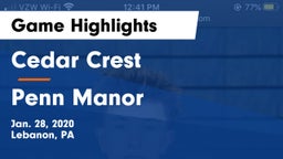 Cedar Crest  vs Penn Manor  Game Highlights - Jan. 28, 2020