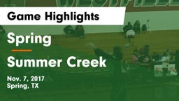 Spring  vs Summer Creek  Game Highlights - Nov. 7, 2017