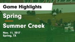 Spring  vs Summer Creek  Game Highlights - Nov. 11, 2017