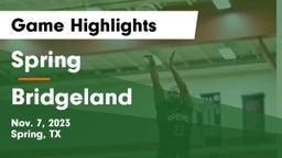 Spring  vs Bridgeland  Game Highlights - Nov. 7, 2023