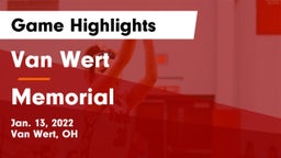 Van Wert  vs Memorial  Game Highlights - Jan. 13, 2022